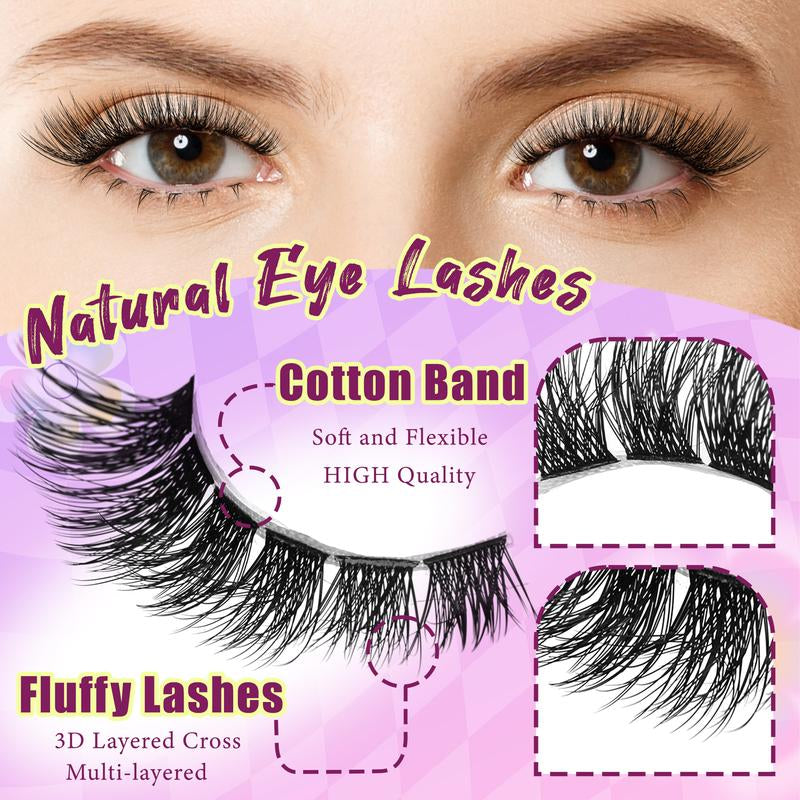 Beginner Friendly Eyelashes Wispy Volume Lashes Clusters Kit Dramatic Makeup Eyelashes Extension Kit , Cosmetic Individual Lashes Kit with Lash Bond and Seal Makeup