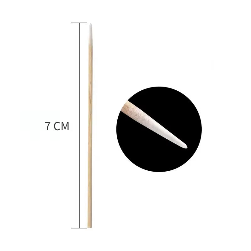  100 chuflí  bastoncillos de madera para limpiar uñas, bastoncillos de algodón de madera, correctores de detalles para manicura, quitaesmalte, herramienta art