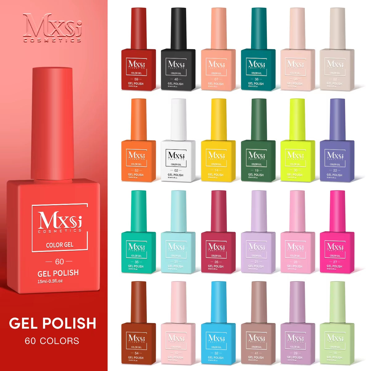 Esmalte de uñas en gel Mxsi de 15 ml, color marrón neón, azul real, rojo, verde, pastel, nude, para decoración de uñas, laca de gel, capa superior, gel UV, 