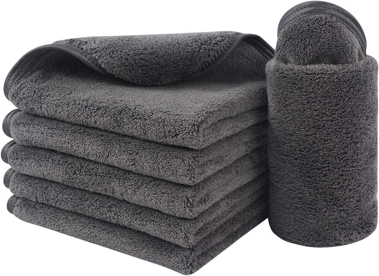 Toallitas Desmaquillantes De Microfibra 30X30Cm Toallitas Desmaquillantes De Microfibra Lavables Y Reutilizables Gris (6 Piezas)