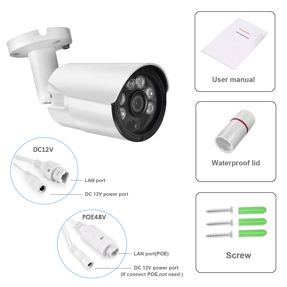 H.265+ 5MP/4MP/3MP/2MP POE IP Camera Street Audio Night Vision Metal IP67 CCTV Security Outdoor Video Surveillance Camera