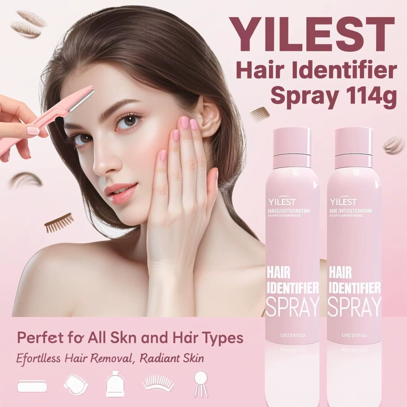 Spray identificador de vello facial profesional: hace visible el vello fino, preparación previa al afeitado, todo tipo de piel, 114 g