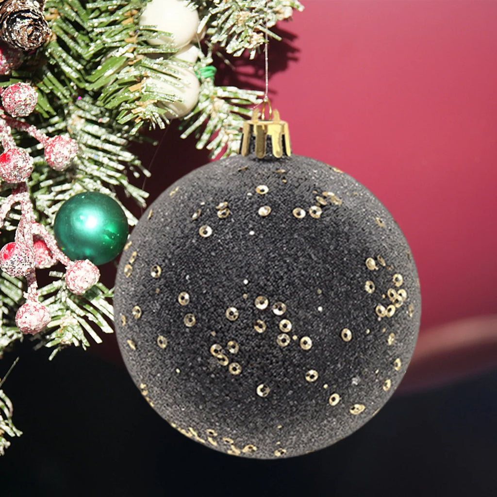12 bolas navideñas negras grandes hechas a mano, adornos para árbol de Navidad, decoración irrompible para fiestas navideñas, 3.14 pulgadas