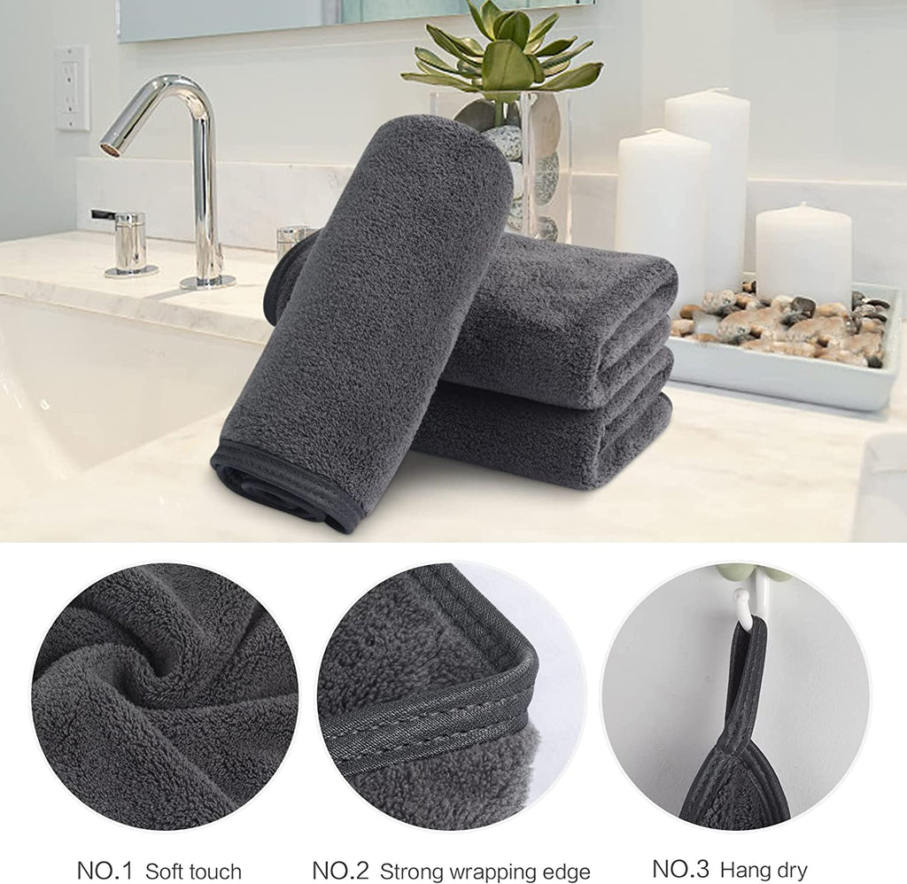 Toallitas Desmaquillantes De Microfibra 30X30Cm Toallitas Desmaquillantes De Microfibra Lavables Y Reutilizables Gris (6 Piezas)