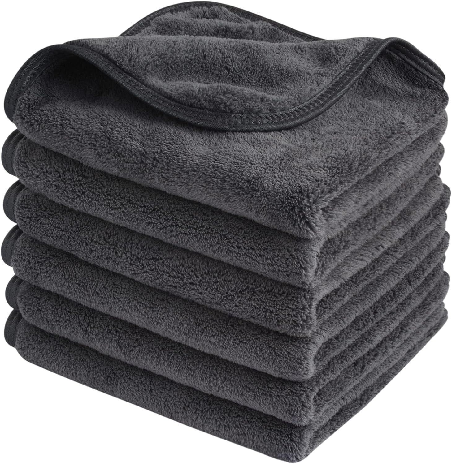 Toallitas Desmaquillantes De Microfibra 30X30Cm Toallitas Desmaquillantes De Microfibra Lavables Y Reutilizables Gris (6 Piezas)