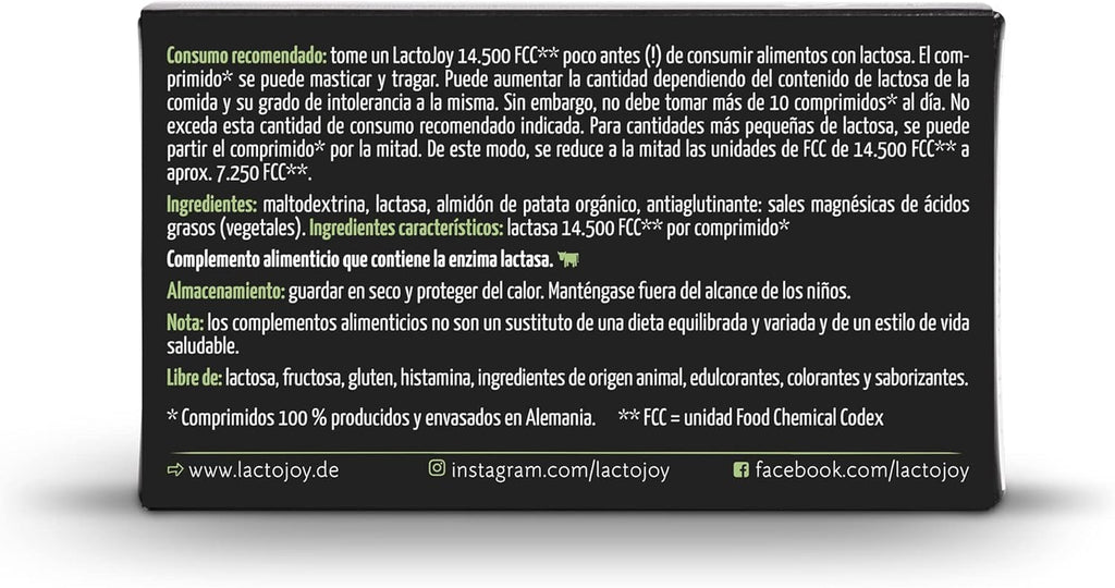 Lactojoy Pastillas De Lactasa 14.500 FCC I Tratamiento De Comprimidos Para Intolerancia a La Lactosa I Digestión De La Leche, Queso I Capsulas De Enzimas Digestivas I Vegano I 1 X 80 Caps