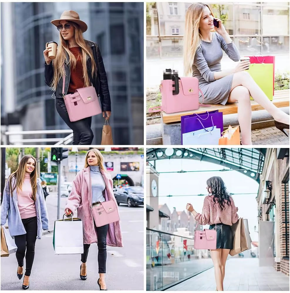  Bolso bandolera portátil para mujer, ideal para actividades al aire libre. Incluye portabotellas y compartimento para botella de agua