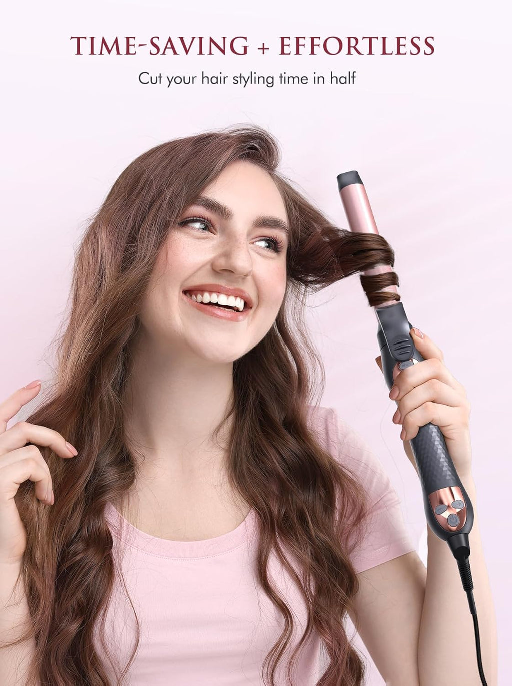Rizador De Pelo Automatico 25Mm: Tenacillas Para Rizar El Pelo - Rizadora De Pelo Ondas Ondulador Crea Rizos Suaves Y Sueltos - Cerámica Anti-Estática Turmalina Iónico Temperatura Hasta 220°C