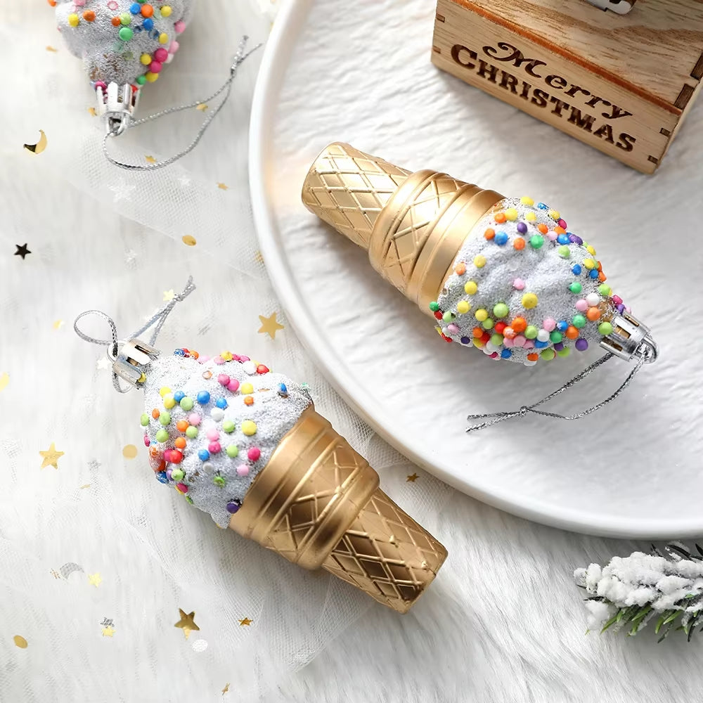 Bolas de navidad con diseños únicos  Christmas Macaron Ice Cream Donut Shapes Ball Ornament Xmas Tree Hanging Pendants Home Party Navidad Christmas Decor 2025