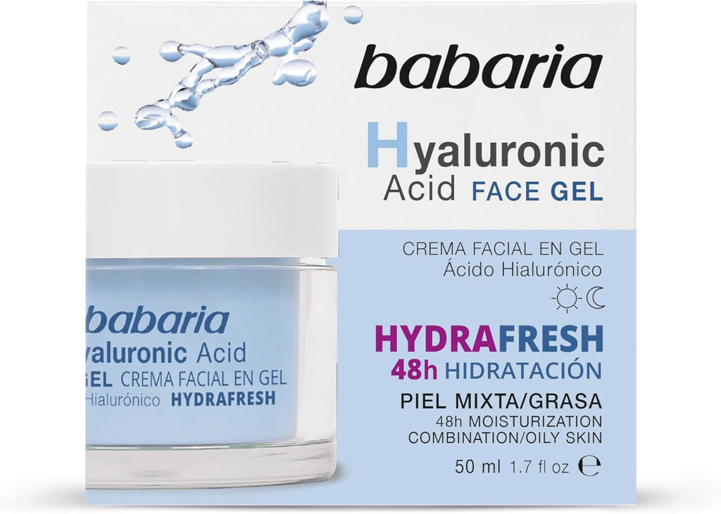 Babaria - Crema Hidratante Facial Hombre Y Mujer | Antiarrugas Hombre Y Mujer En Gel Con Ácido Hialurónico 50 Ml | Skincare Hombre | Hidratante Hombre | Con Acido Hialuronico 48H