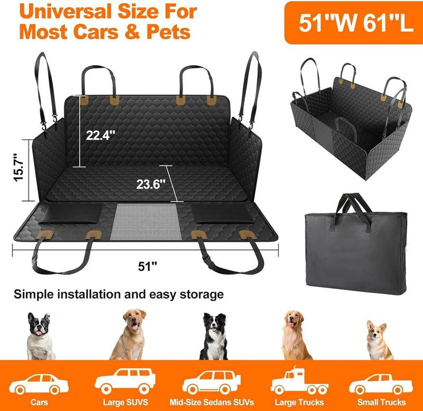Nw8Lbs Back Seat Extender for Dogs Hard Bottom Dog Car Seat Extender Waterproof Foldable Backseat Cover & Travel Bed for Car Solid Pattern Machine Washable