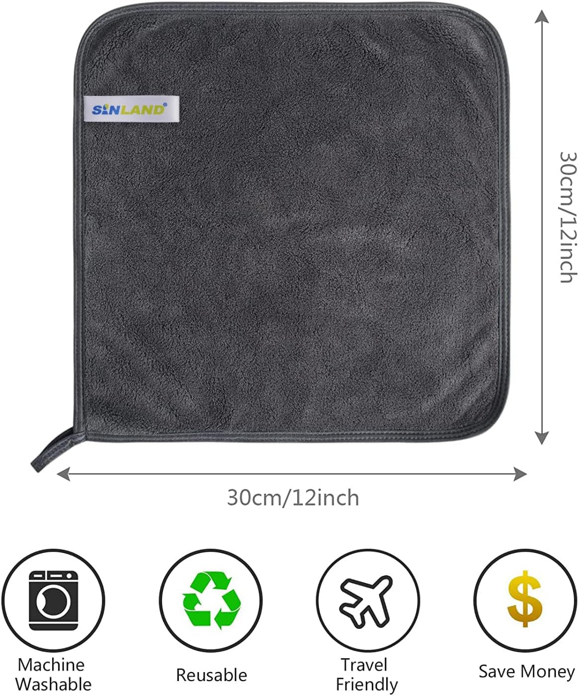 Toallitas Desmaquillantes De Microfibra 30X30Cm Toallitas Desmaquillantes De Microfibra Lavables Y Reutilizables Gris (6 Piezas)