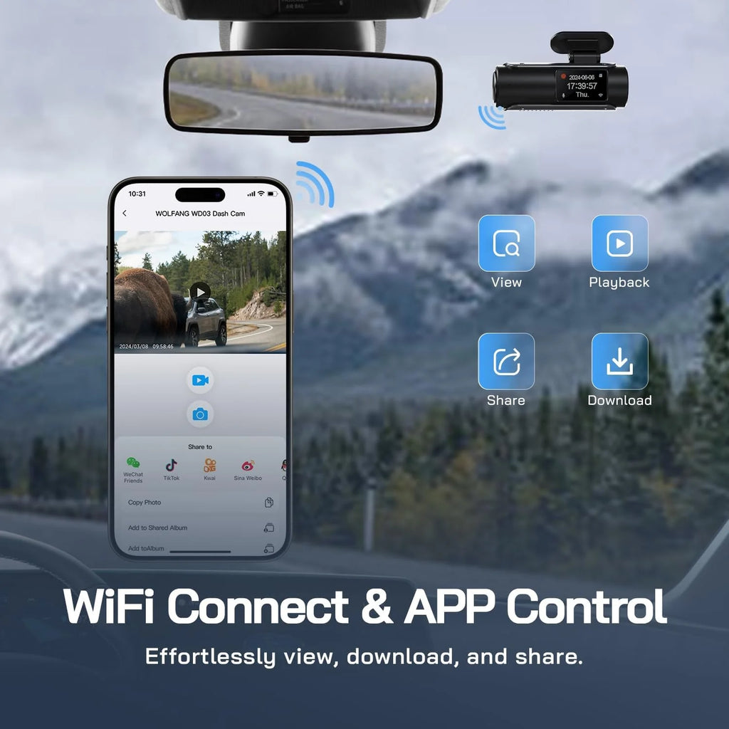 Camara salpicadero delantera y trasera, cámara dual 4k +1080P Monitor de aparcamiento y grabación en bucle 