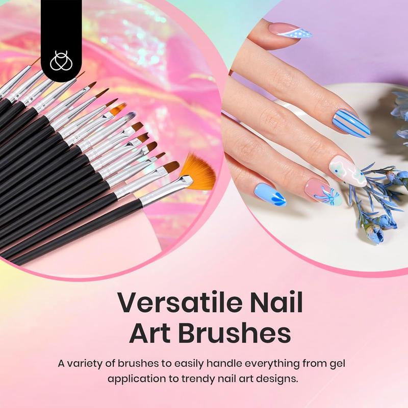 Beetles 31Pcs Nail Art Brushes, Nail Dotting Tools, Nail Drawing Pens, Nail Dust Brush, Striping Nail Art Liner Brushes, Nail Art Pens with Nail Brush Holder All in One for Starter Nail Art Design