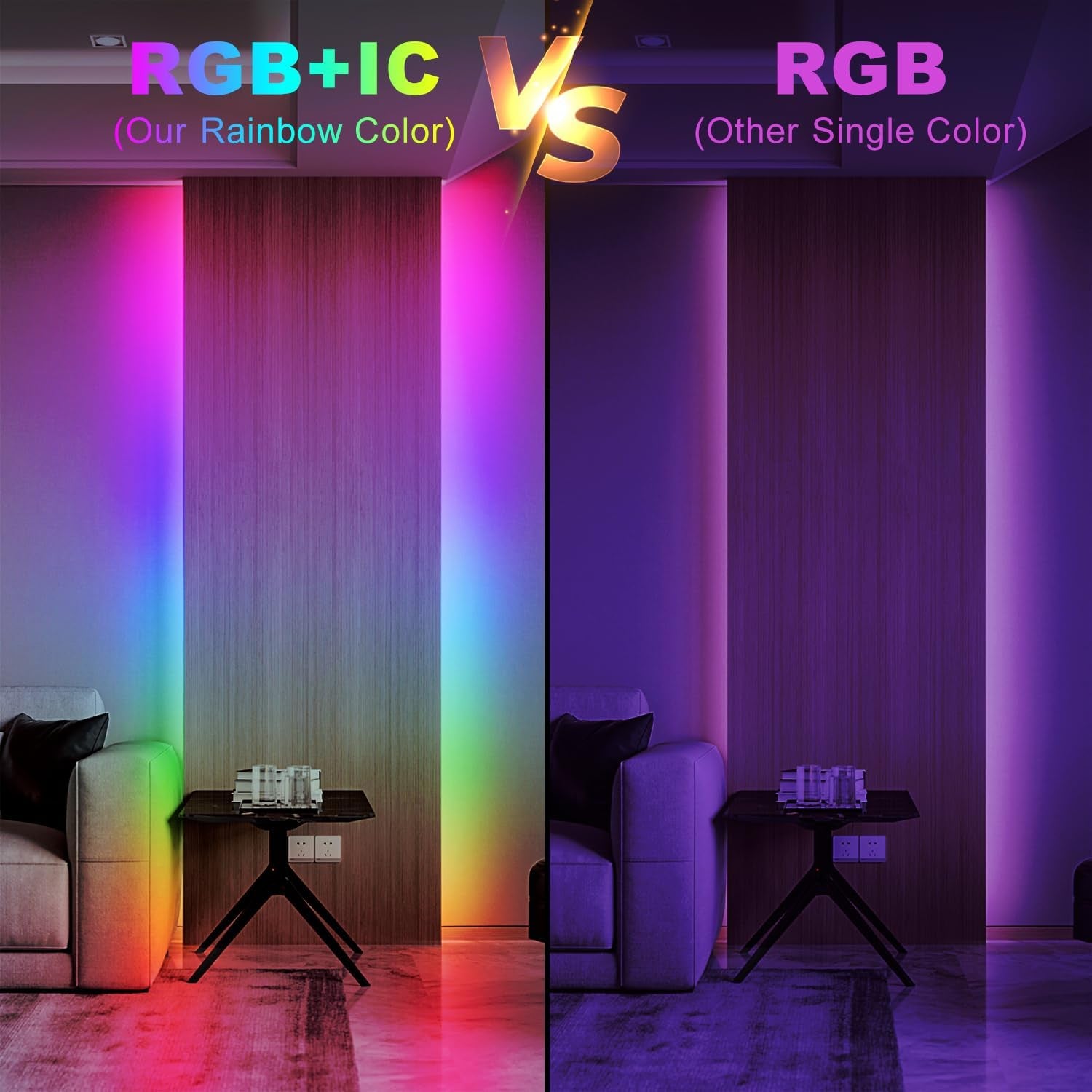   foto del producto Luces LED BGRIC para dormitorio, luces LED RGB de 16.4 pies con aplicación Bluetooth y control remoto, tira de luces LED 5050 que cambian de color de 24 V, sincroniza