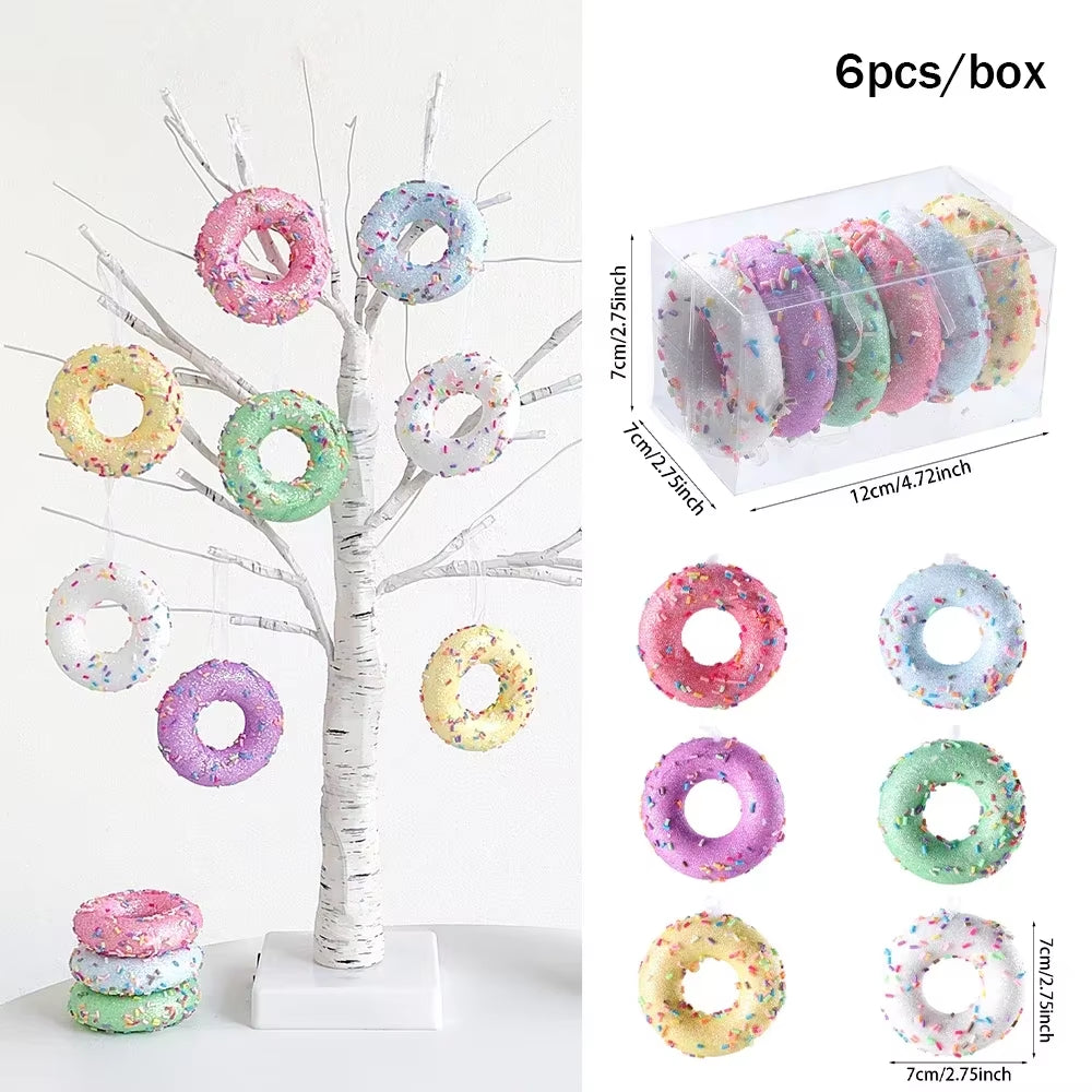 Bolas de navidad con diseños únicos  Christmas Macaron Ice Cream Donut Shapes Ball Ornament Xmas Tree Hanging Pendants Home Party Navidad Christmas Decor 2025