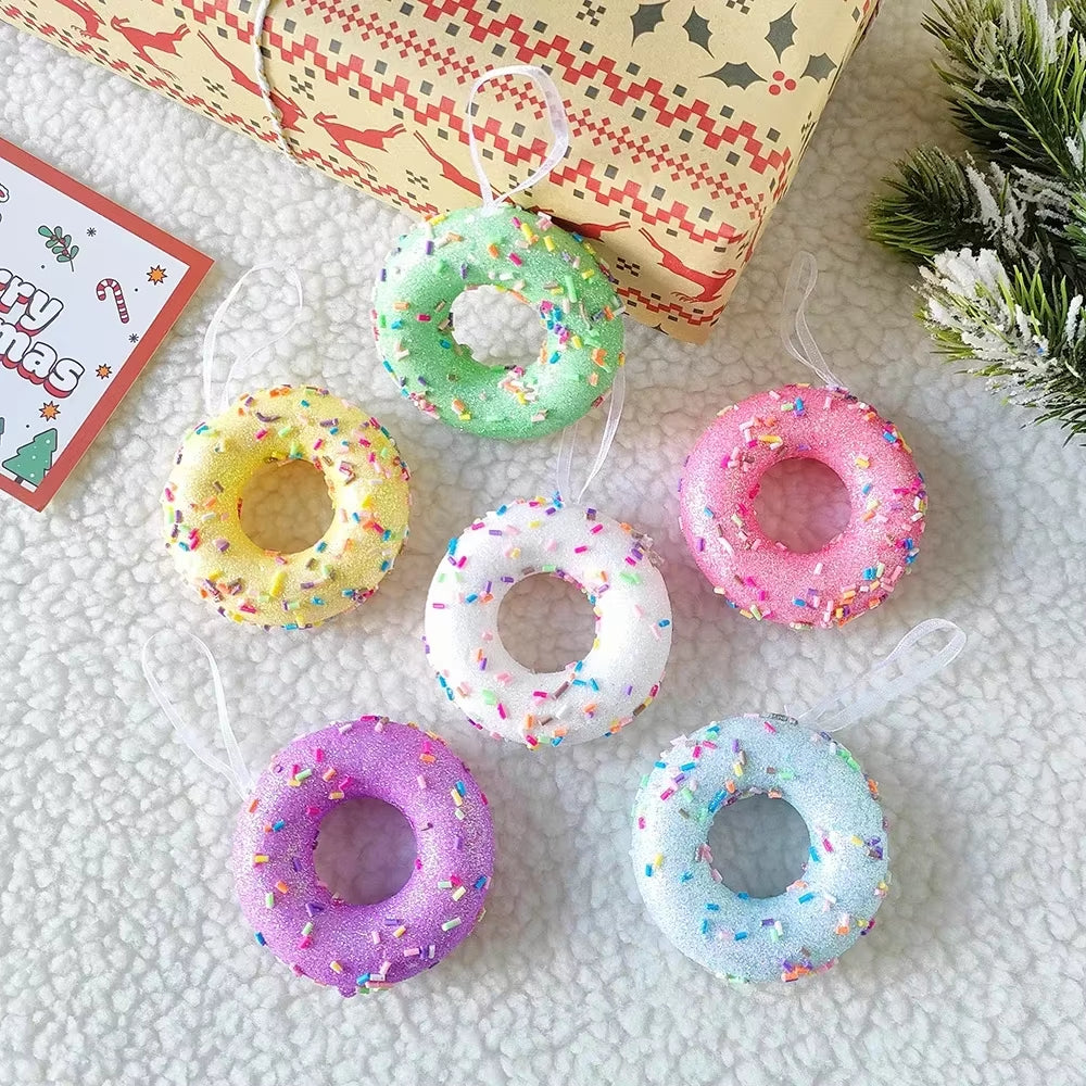 Bolas de navidad con diseños únicos  Christmas Macaron Ice Cream Donut Shapes Ball Ornament Xmas Tree Hanging Pendants Home Party Navidad Christmas Decor 2025
