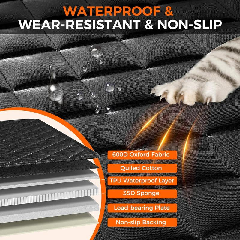 Nw8Lbs Back Seat Extender for Dogs Hard Bottom Dog Car Seat Extender Waterproof Foldable Backseat Cover & Travel Bed for Car Solid Pattern Machine Washable