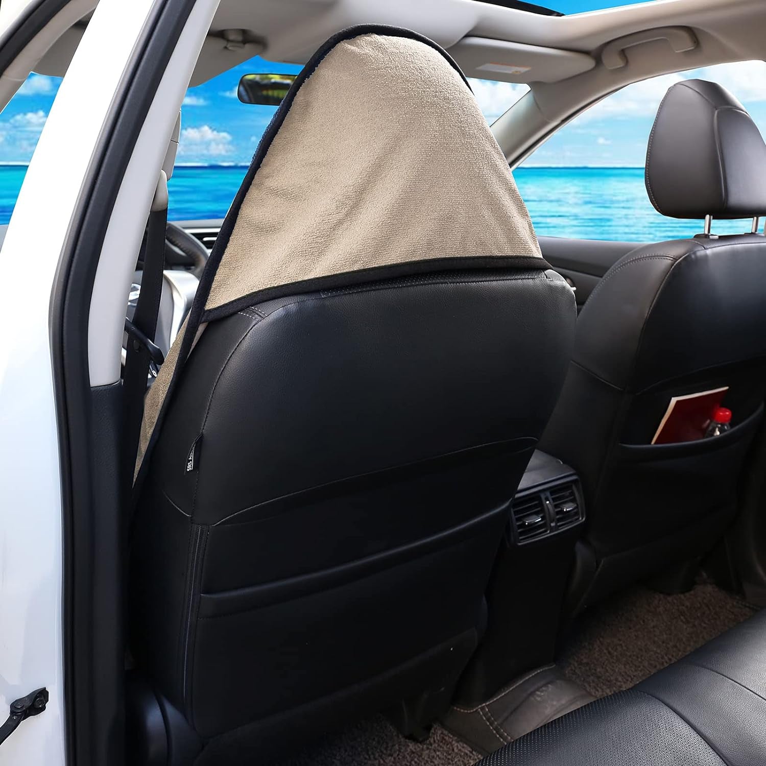 Funda impermeable tipo toalla color beige para asientos de coche, camiones, SUV, ideal para deportistas, mascotas, gimnasio y deporte