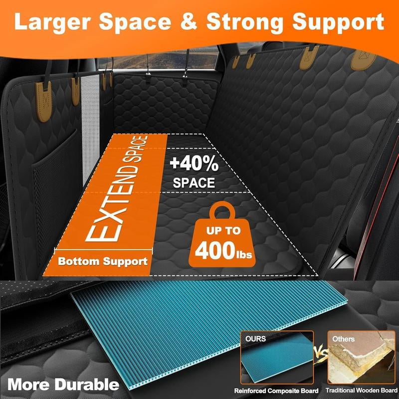 Nw8Lbs Back Seat Extender for Dogs Hard Bottom Dog Car Seat Extender Waterproof Foldable Backseat Cover & Travel Bed for Car Solid Pattern Machine Washable