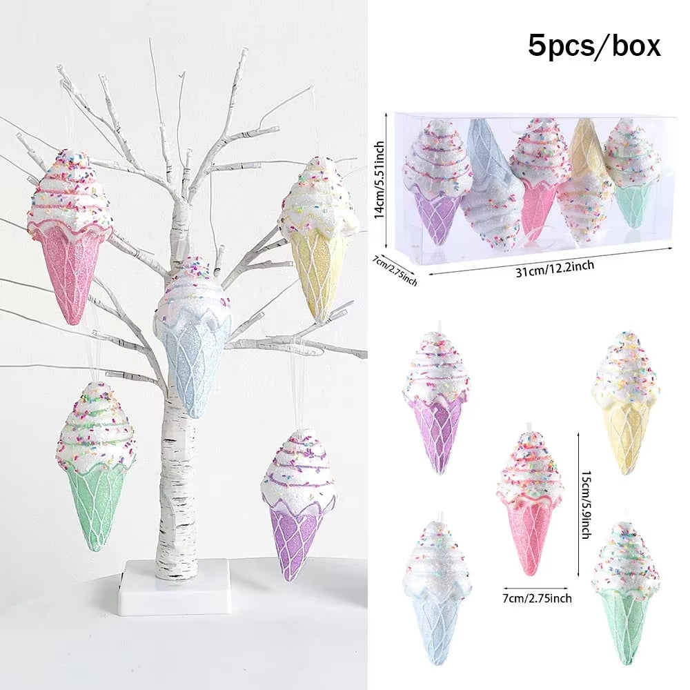 Bolas de navidad con diseños únicos  Christmas Macaron Ice Cream Donut Shapes Ball Ornament Xmas Tree Hanging Pendants Home Party Navidad Christmas Decor 2025