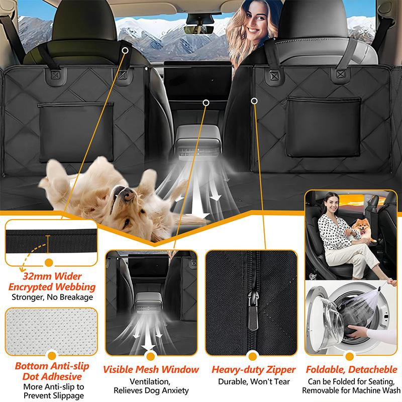 Nw8Lbs Back Seat Extender for Dogs Hard Bottom Dog Car Seat Extender Waterproof Foldable Backseat Cover & Travel Bed for Car Solid Pattern Machine Washable
