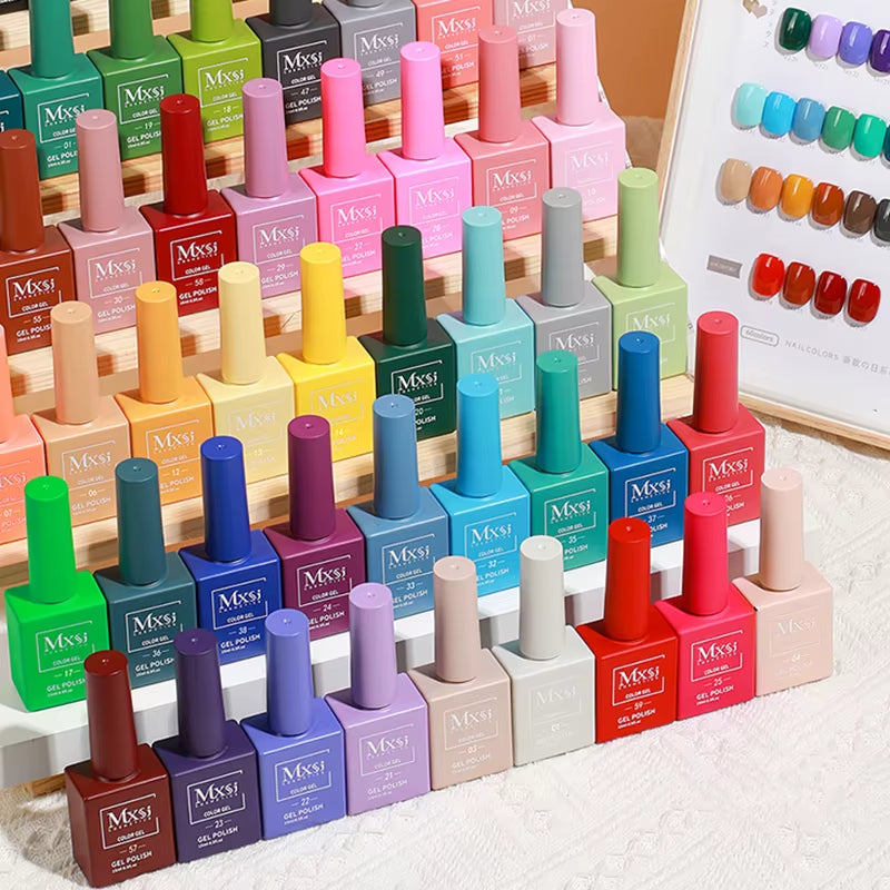Esmalte de uñas en gel Mxsi de 15 ml, color marrón neón, azul real, rojo, verde, pastel, nude, para decoración de uñas, laca de gel, capa superior, gel UV, 