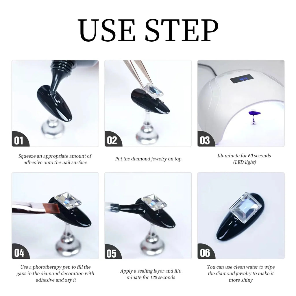 Pegamento para uñas con diamantes de imitación de 30 g, superfuerte, para decoración de uñas en 3D, con gemas y diamantes