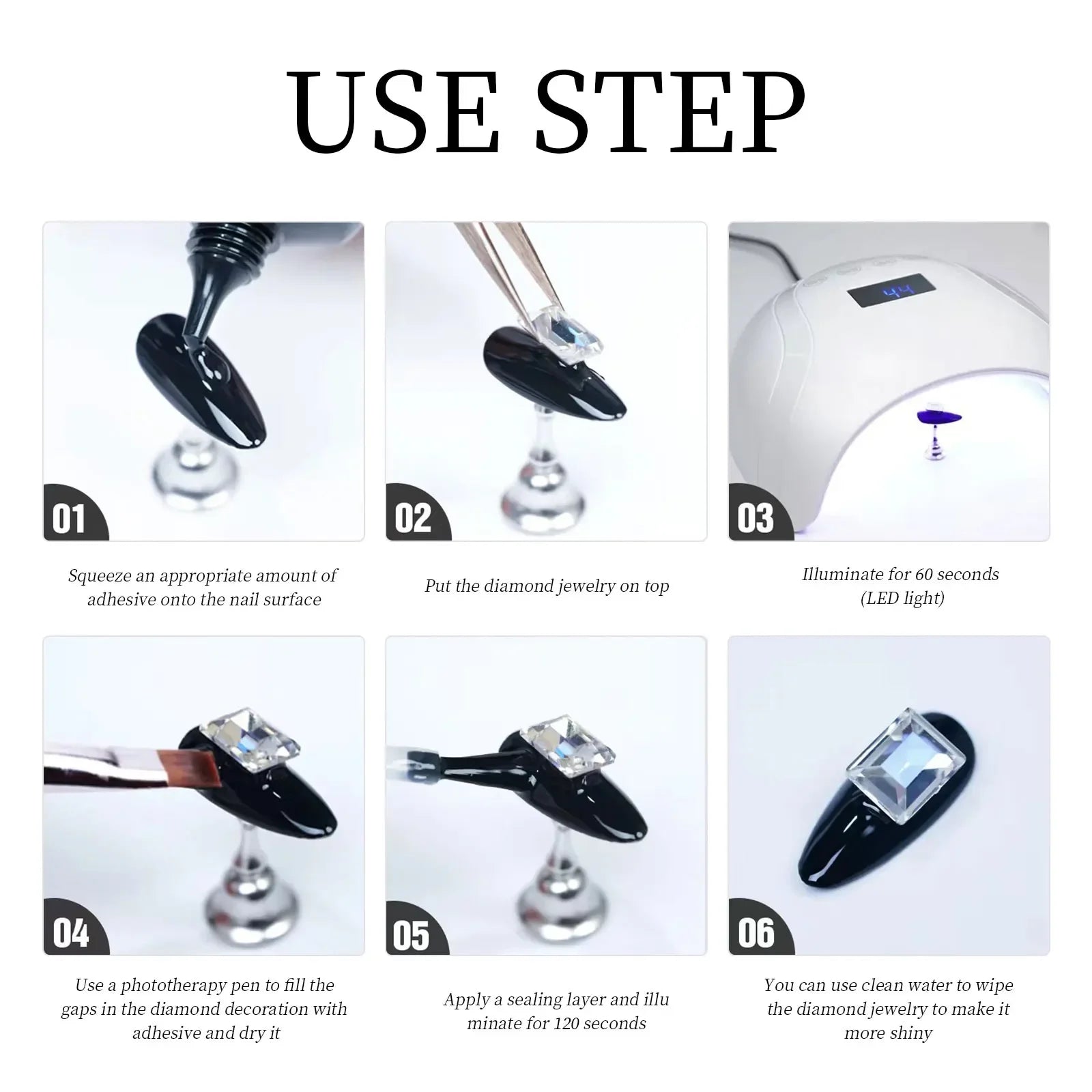 Pegamento para uñas con diamantes de imitación de 30 g, superfuerte, para decoración de uñas en 3D, con gemas y diamantes