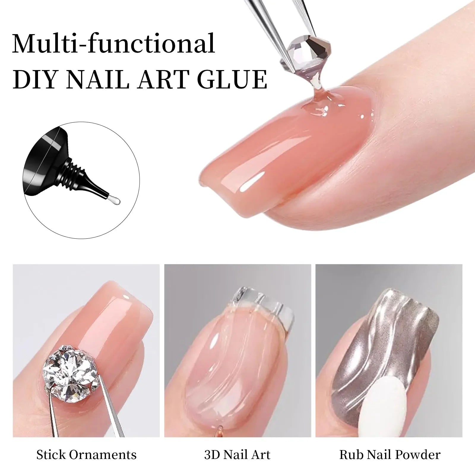 Pegamento para uñas con diamantes de imitación de 30 g, superfuerte, para decoración de uñas en 3D, con gemas y diamantes
