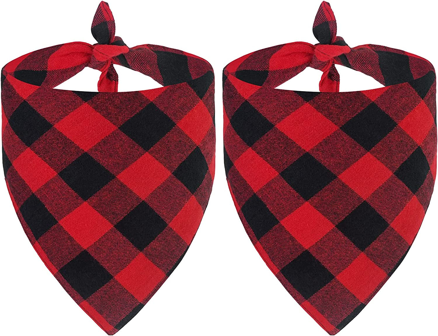 Paquete de 2 pañuelos para perros, bufanda clásica navideña a cuadros rojos de búfalo, babero triangular, pañuelo, accesorios de disfr