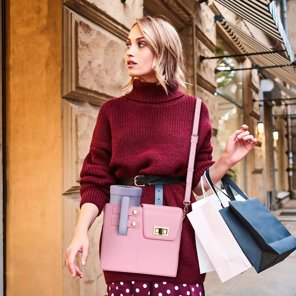  Bolso bandolera portátil para mujer, ideal para actividades al aire libre. Incluye portabotellas y compartimento para botella de agua