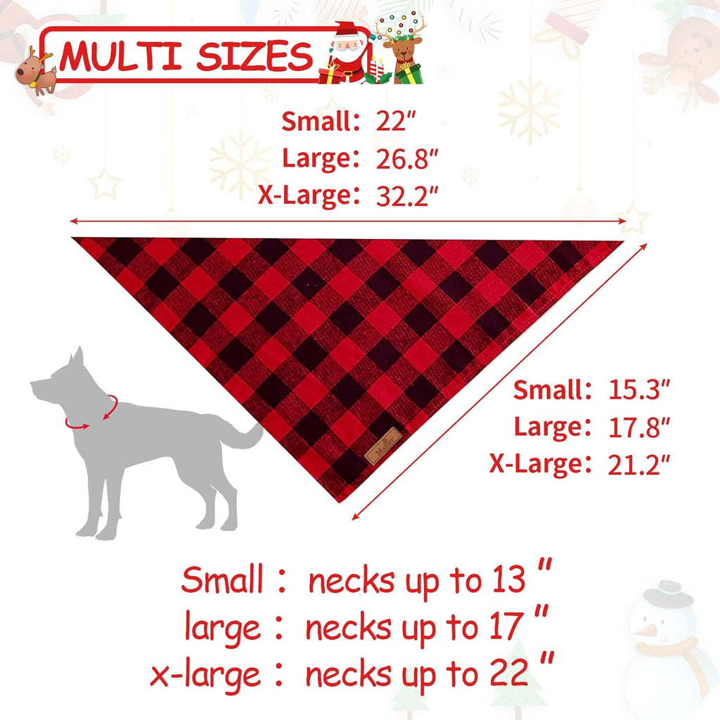 Paquete de 2 pañuelos para perros, bufanda clásica navideña a cuadros rojos de búfalo, babero triangular, pañuelo, accesorios de disfr
