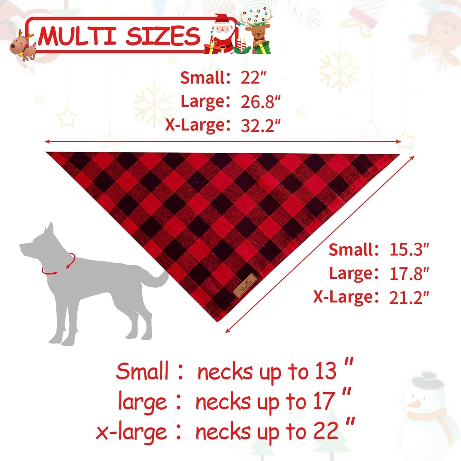 Paquete de 2 pañuelos para perros, bufanda clásica navideña a cuadros rojos de búfalo, babero triangular, pañuelo, accesorios de disfr