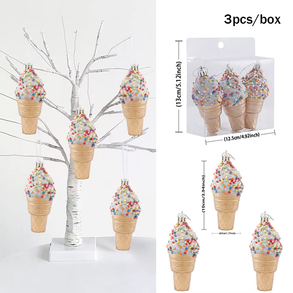 Bolas de navidad con diseños únicos  Christmas Macaron Ice Cream Donut Shapes Ball Ornament Xmas Tree Hanging Pendants Home Party Navidad Christmas Decor 2025
