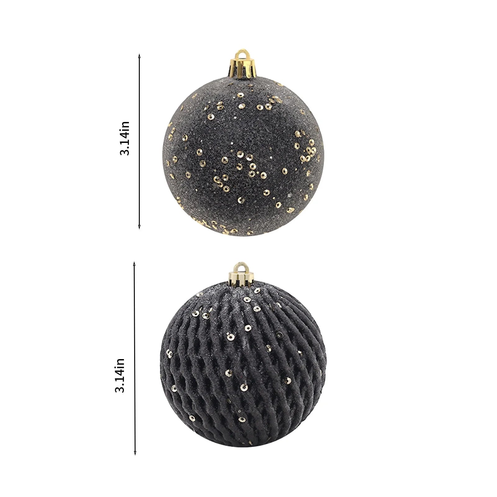 12 bolas navideñas negras grandes hechas a mano, adornos para árbol de Navidad, decoración irrompible para fiestas navideñas, 3.14 pulgadas
